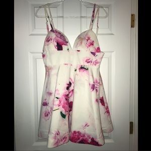 White and pink floral dress